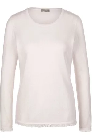 include Damen Pullover - Rundhals-Pullover aus Schurwolle und Kaschmir weiss