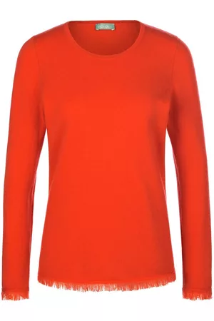 include Damen Pullover - Rundhals-Pullover aus Schurwolle und Kaschmir orange