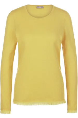 include Damen Pullover - Rundhals-Pullover aus Schurwolle und Kaschmir gelb