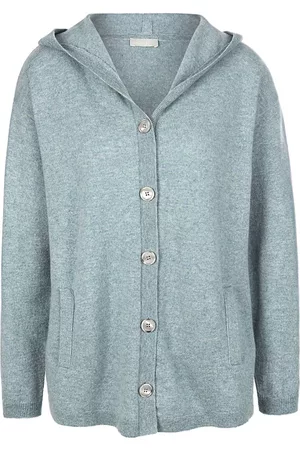 include Damen Sweatjacken - Kapuzen-Strickjacke aus 100% Kaschmir grün