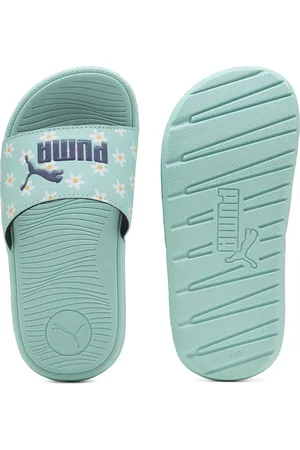 PUMA Cool Cat 2.0 Daisies Slides Kinder | Mit Print | Safe Lake/Blue Crystal/White | Größe: 28