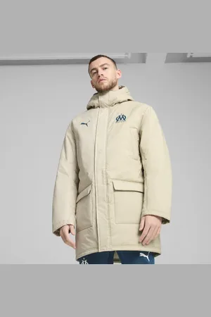 PUMA Olympique de Marseille Winterjacke Herren | Mit Plain | Putty/Ocean Tropic | Größe: XS