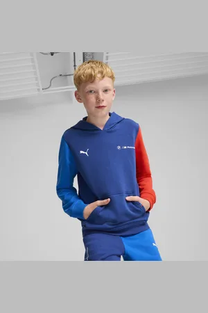 PUMA BMW M Motorsport ESS+ Hoodie Teenager Für Für Kinder | Mit Plain | Pro Blue/M Color | Größe: 4-5Y