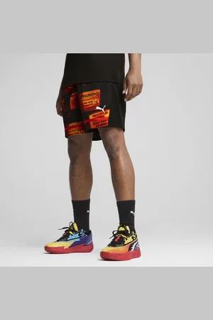 PUMA Scoot Caution All Jaws Basketballshorts Herren | Mit Colorful | Black/Aop | Größe: S