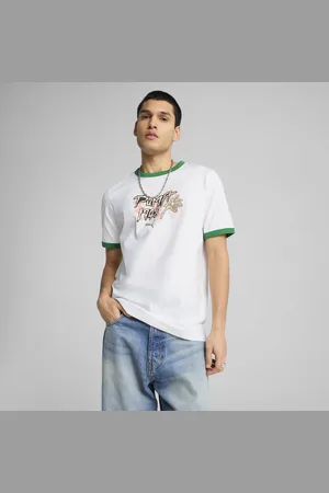 PUMA FUTURE..ARCHIVE Ringer-T-Shirt mit Grafik Herren | Mit Print | White/Archive Green | Größe: S