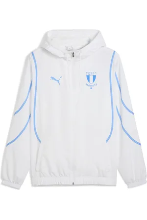 PUMA Malmö FF Pre-Match Gewebte Jacke Herren | Mit Plain | White/Light Blue | Größe: S