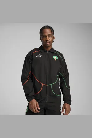 PUMA Marokko ftblStatement Trainingsjacke Herren | Mit Plain | Black/Red/Archive Green | Größe: S