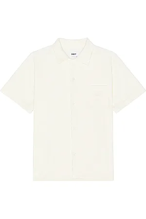 Obey Shelter Terry Cloth Button Up Shirt in