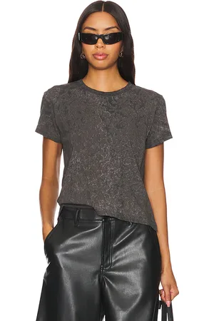 Alexander Wang Shrunken Embossed Logo Tee With Splatter Wash in