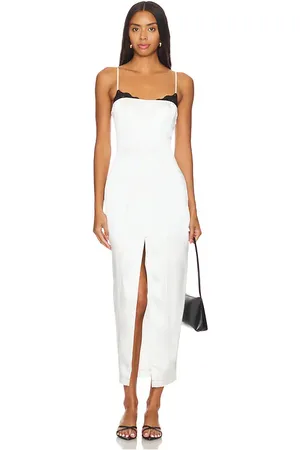 FLEUR DU MAL Silk Maxi Dress W/ Lace Cups in