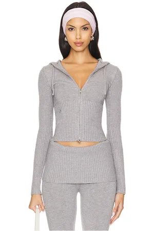 Frankies Bikinis Heritage Cloud Knit Hoodie in Rain Cloud in