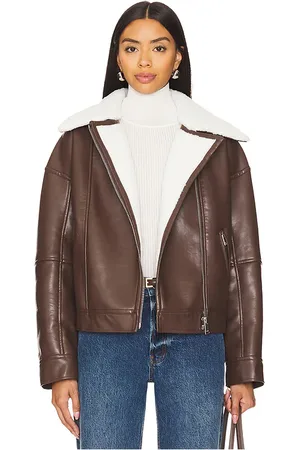 Simkhai Nyx Faux Leather Sherpa Moto Jacket in