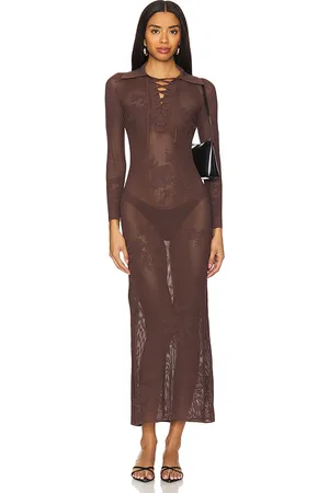 FLEUR DU MAL Lace Pointelle Maxi Dress in