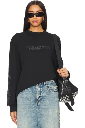 Guess Printed Sleeve Long Sleeve Tee in