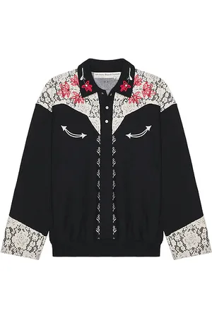 ADVISORY BOARD CRYSTALS Western Shirt Style Collared Crew in