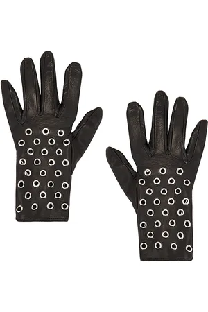 Manokhi Short Leather Gloves With Eyelets in
