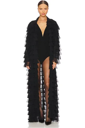 Norma Kamali Oversized All Over Ruffle Coat in