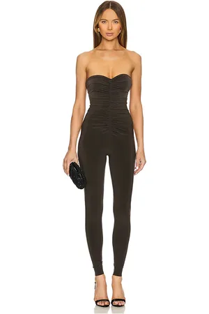 Norma Kamali Strapless Shirred Front Catsuit in