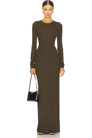 ÉTERNE Long Sleeve Crewneck Maxi Dress in