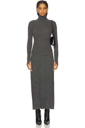 Guest In Residence Wide Rib Cashmere Turtleneck Dress in