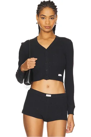 Alexander Wang Hotfix Long Sleeve Waffle Cardigan in