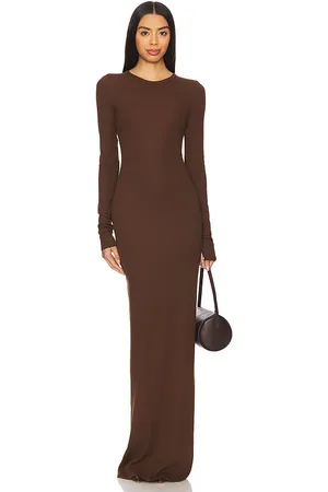 ÉTERNE Long Sleeve Crewneck Maxi Dress in