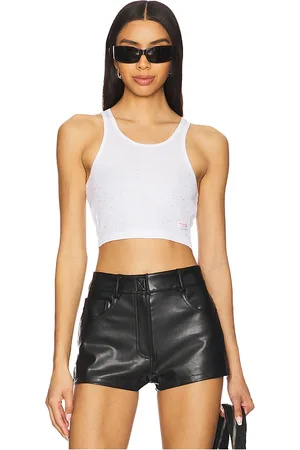 Alexander Wang Hotfix Cropped Classic Racer Tank in