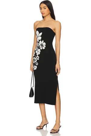Milly Placed Floral Strapless Knit Midi Dress in