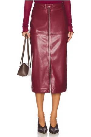 Simkhai Bianca Faux Leather Midi Skirt in