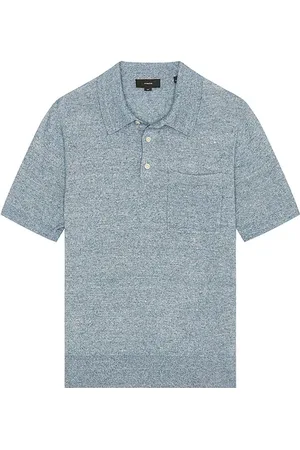 Vince Linen Cashmere Short Sleeve Pocket Polo in