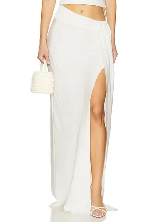 LAPOINTE Lightweight Satin Asymmetric Maxi Skirt in