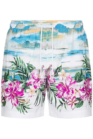Original Penguin 7 Volley All Over Print Hibiscus Scene Swim Trunk in