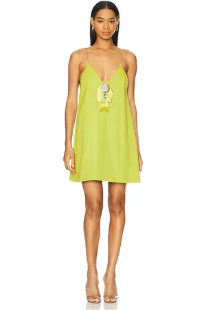 AREA Crystal Embellished Bow Mini Dress in