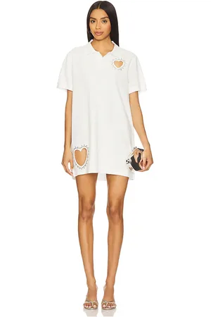 AREA Crystal Heart Cutout Polo Dress in