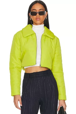Lovers And Friends Bushwick Cropped Puffer Jacket in - Green. Size L (also in M, S, XL, XS, XXS).