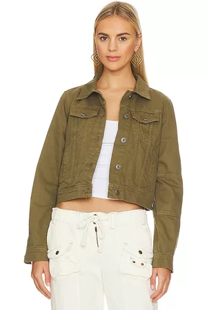 Free People Rumors Denim Jacket in - Army. Size L (also in XS, S, M, XL).