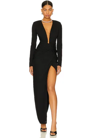 Nicholas Lura Plunge Neck Long Sleeve Gown in