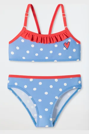 Schiesser Bustier Bikini Wirkware Punkte Rüschen hellblau - Aqua Kids Girls 92