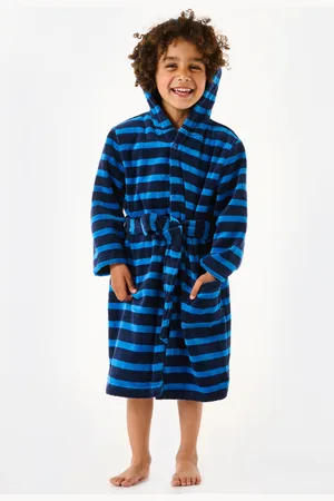 Schiesser Bademantel Velour Streifen dunkelblau - Original Classics 92
