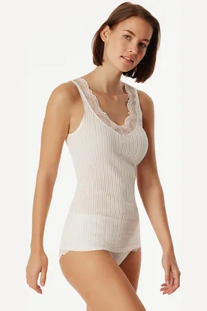 Schiesser Trägertop Feinripp Nadelzug Spitze off-white - Revival Marie 46