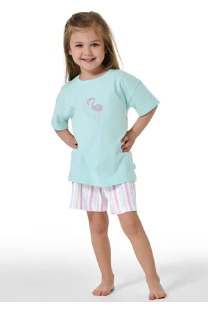 Schiesser Schlafanzug kurz Flamingo hellgrün - Girls World 98