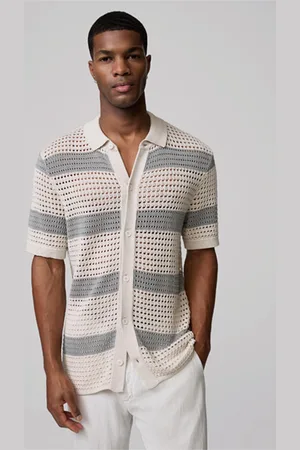 Strellson Strick-Shirt Ander, creme/grau gestreift