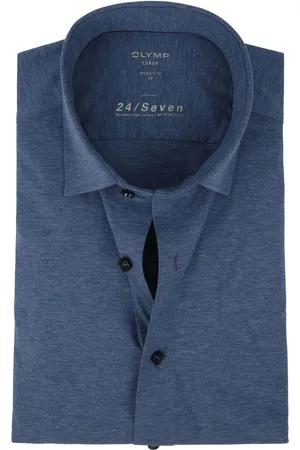 Olymp Luxor Jersey Stretch Hemd 24/Seven Dunkel Dunkelblau Blau Größe 37