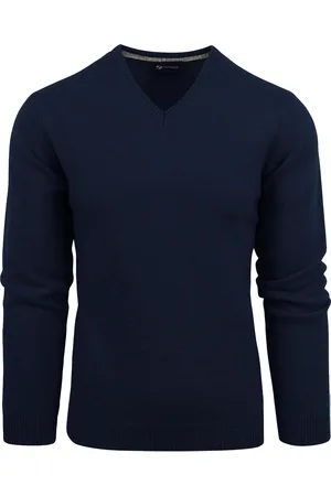 Suitable Lammwolle Pullover V-Ausschnitt Navy Blau Dunkelblau Größe M