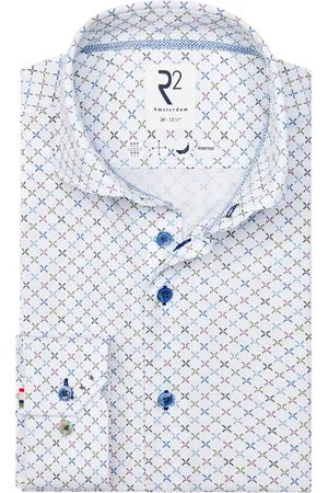 R2 Amsterdam R2 Japanese Knitted Hemd Druck Multicolour Weiß Größe 38
