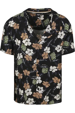 HUGO BOSS Strandhemd Blume Multicolour Schwarz Größe L