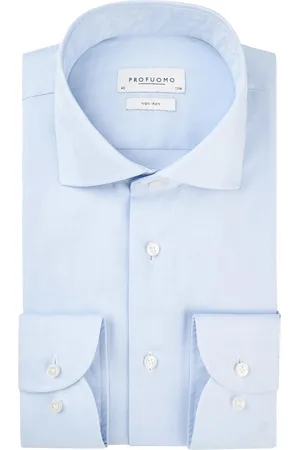 Profuomo Hemd Extra Lange Ärmel Cutaway Light Blue Hellblau Blau Größe 41