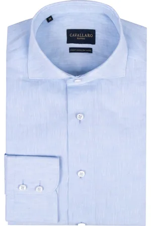 cavallaro Cavallaro Firento Hemd Leinen Hellblau Blau Größe 40
