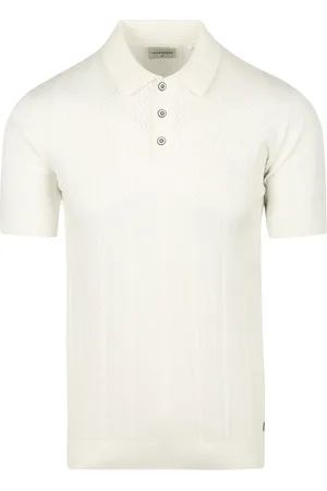 No Excess Knitted Poloshirt Off White Wollweiß Weiß Größe M