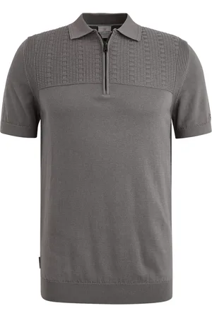 Cast Iron Half-Zip Polo Structure Anthrazit Grau Größe S